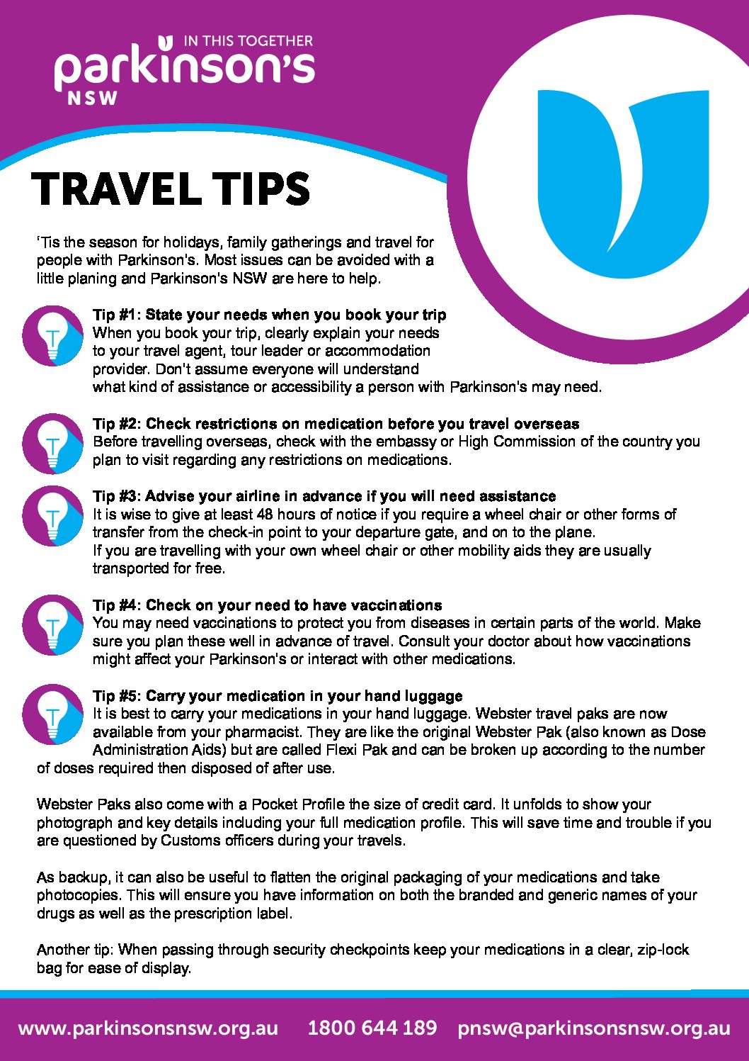 Parkinsons Travel Tips Parkinsons Nsw