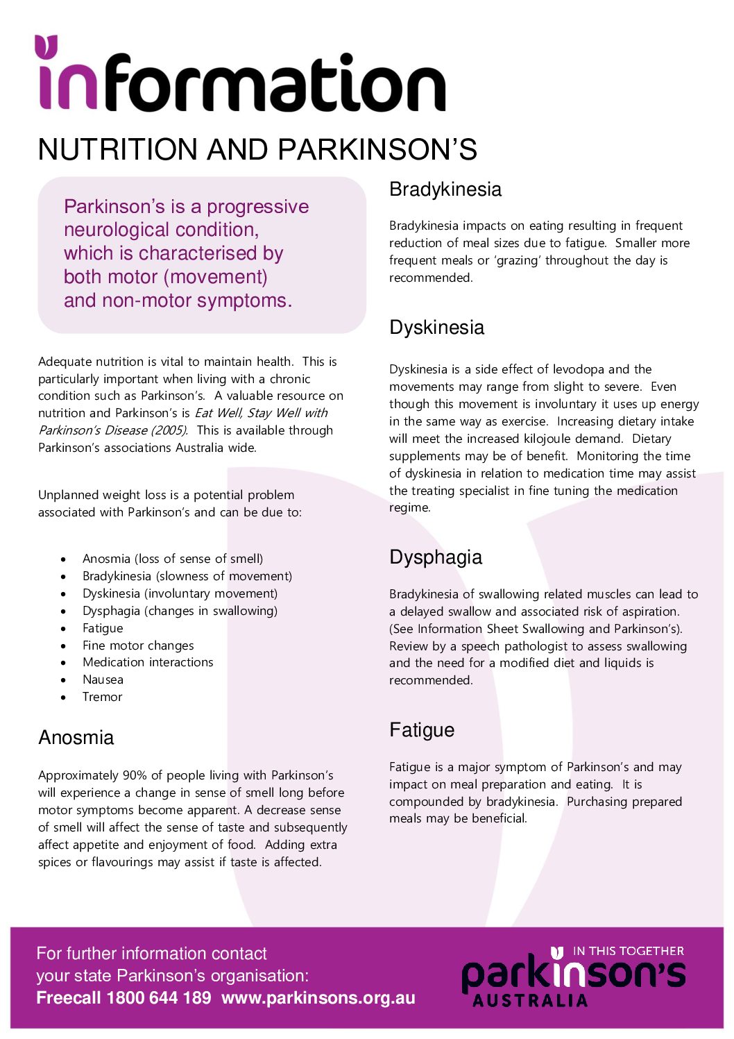 Fact Sheet 23 Nutrition And Parkinsons Parkinsons Nsw 0071