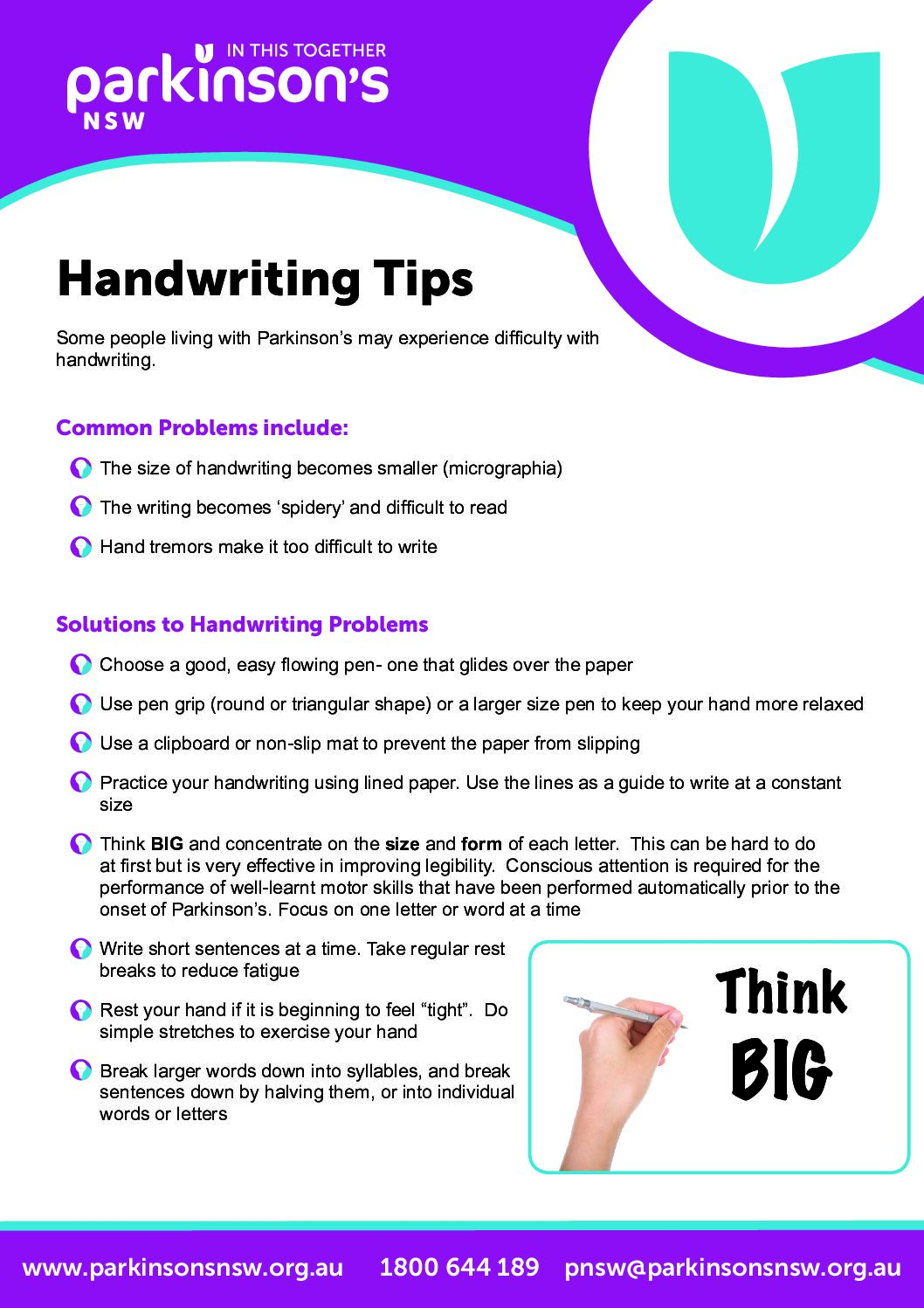 Parkinsons Handwriting Tips V1 Parkinsons Nsw